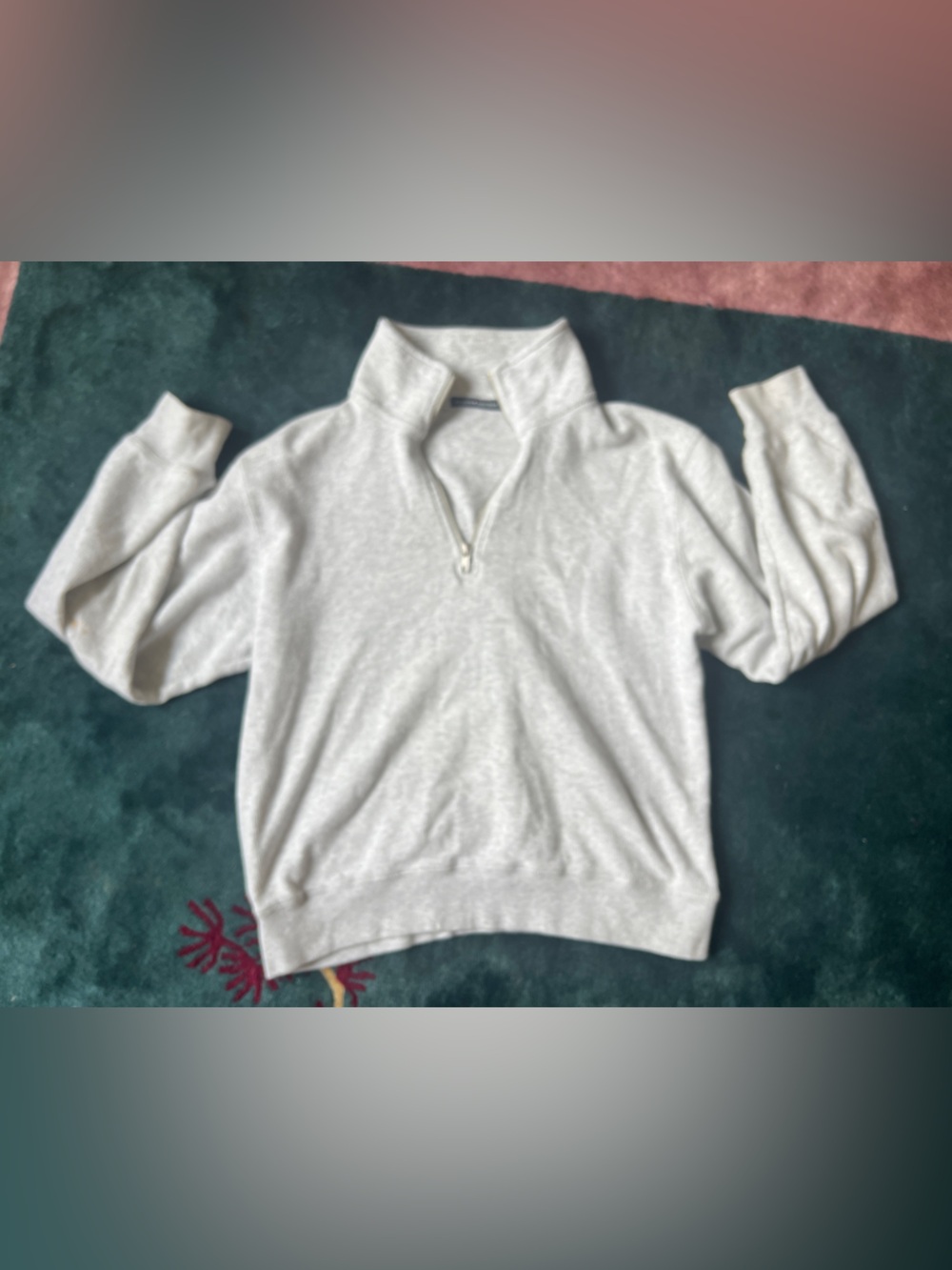 Brandy Melville Light Heather Gray Waffle-Knit Zip up Pullover Size M